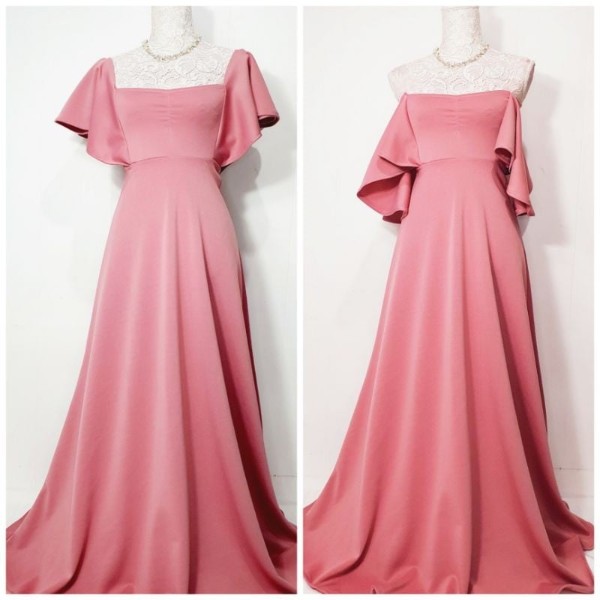 Plus Size Old Rose Offshoulder Mother Gown