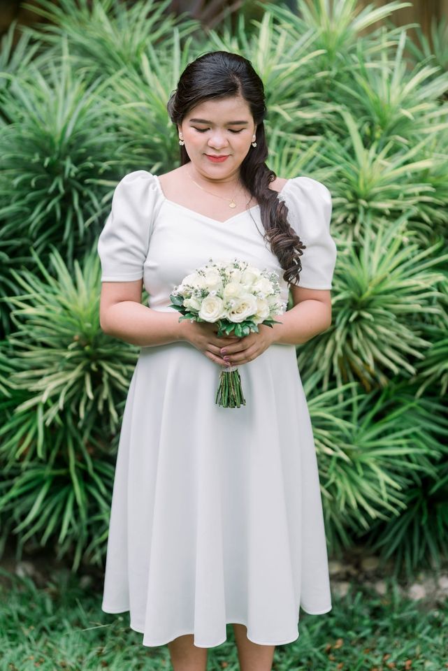 White Cocktail Knee Length - Civil Wedding Dress