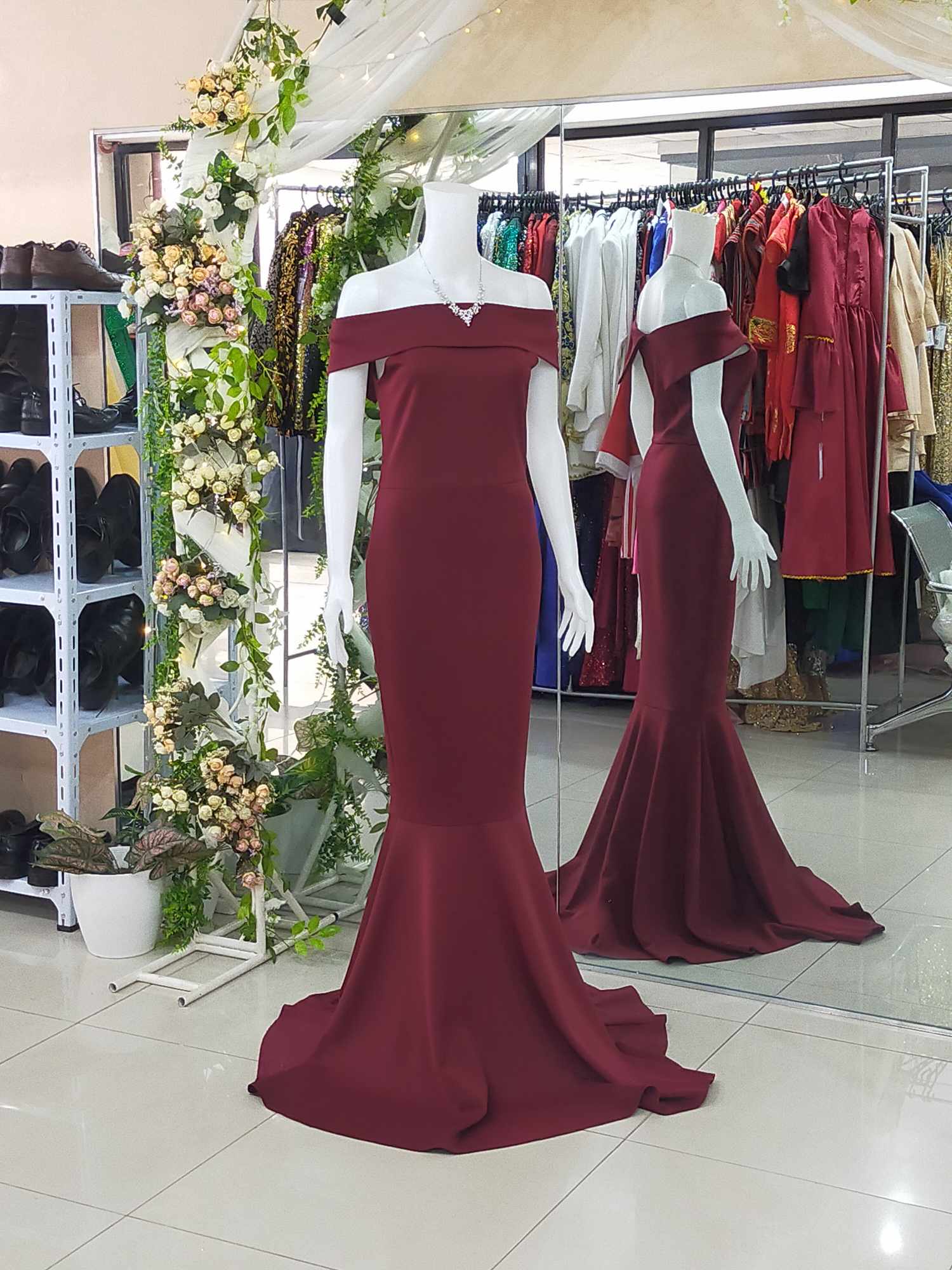 Maroon Mermaid Long Gown