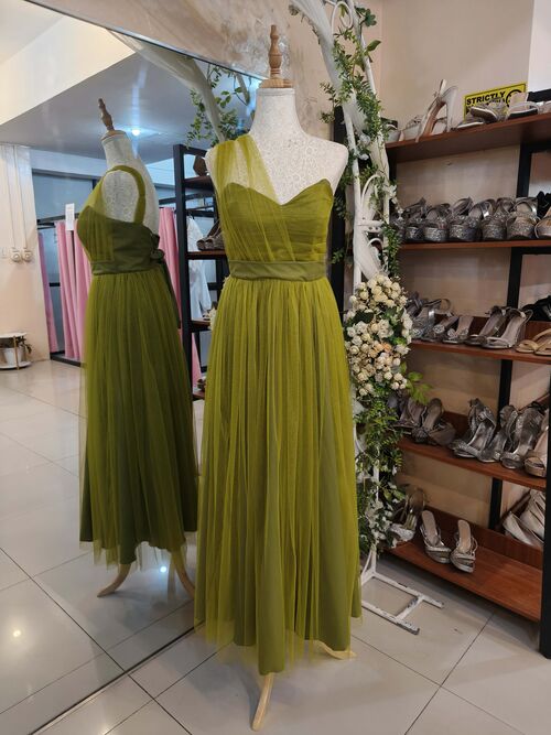 Olive Green Tulle Bridesmaid Gown ( #7 )