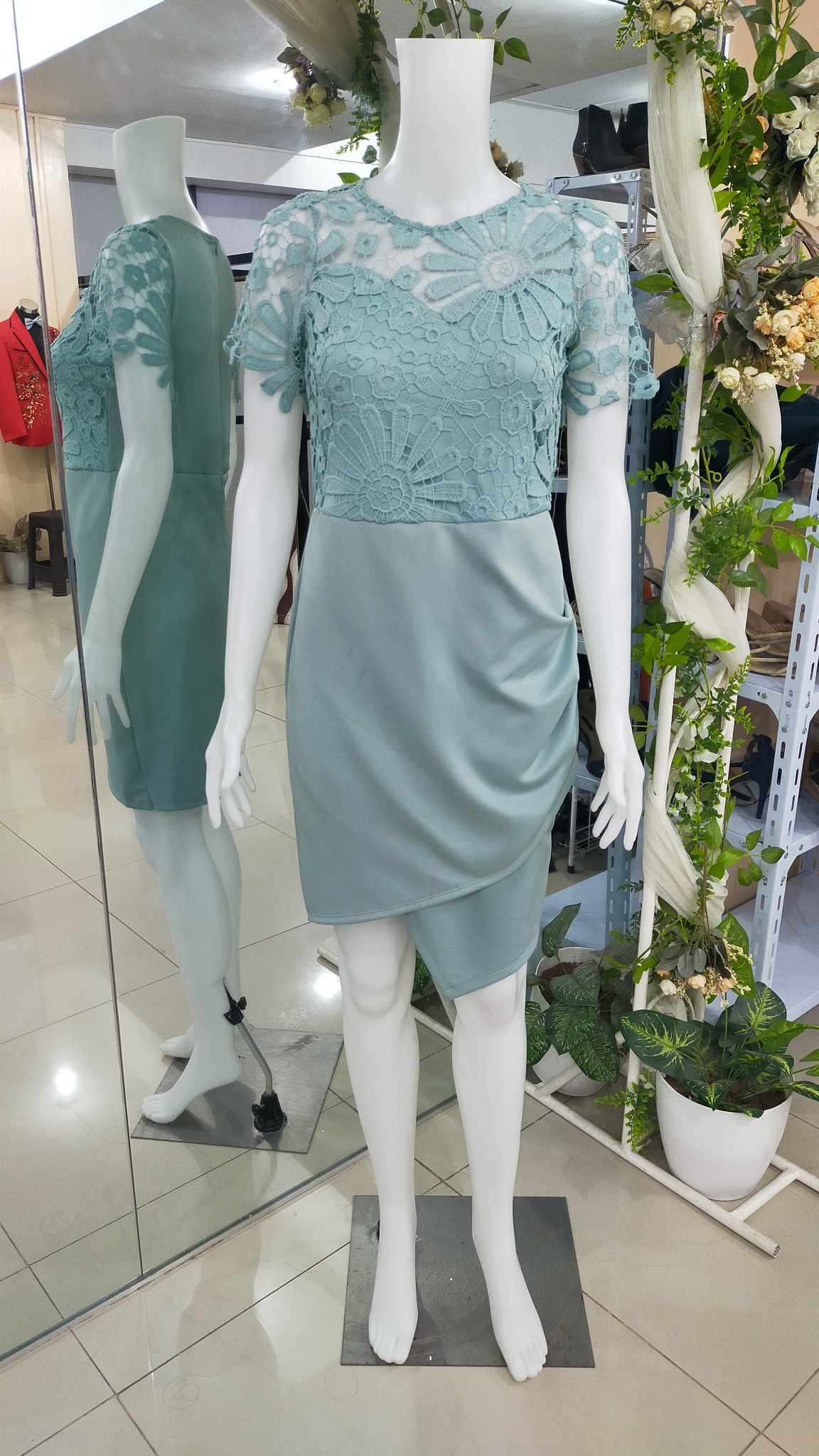 Sage Green Body Con Cocktail Mother Dress