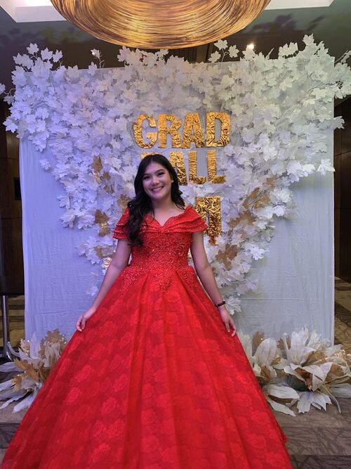 Plus Size Red Offshoulder Glam Ball Gown