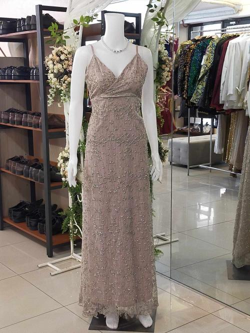 Sleeveless Nude Brown Sexy Long Gown