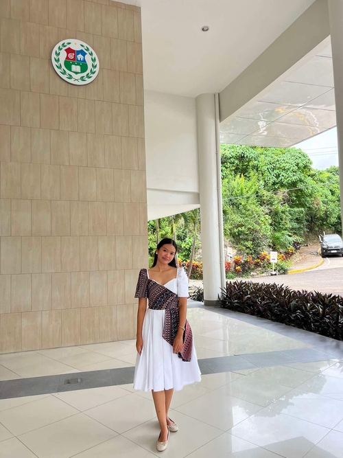 Modern Filipiniana Ethnic White Cocktail Dress