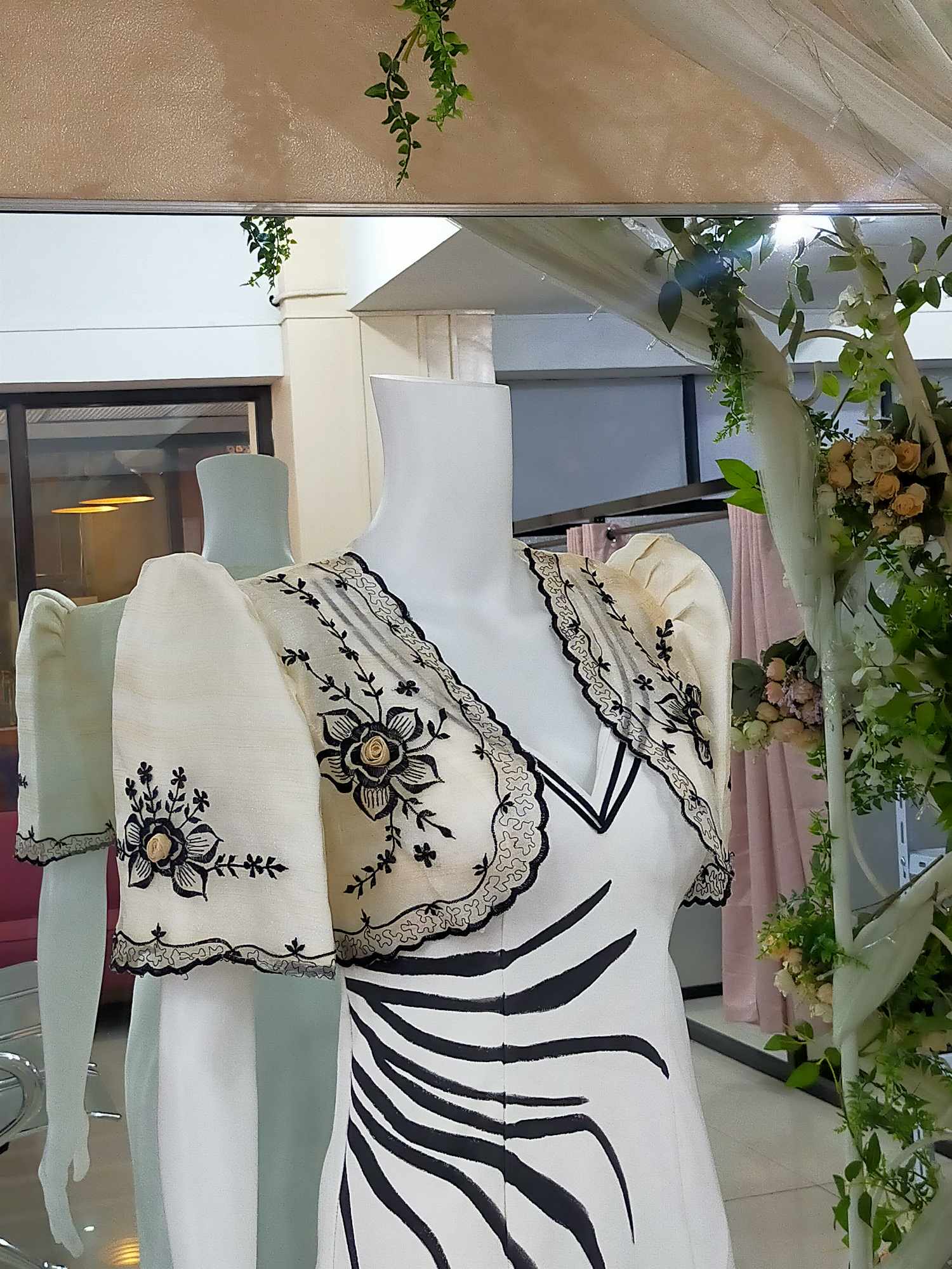 Cream Bolero Black Embroidery Filipiniana