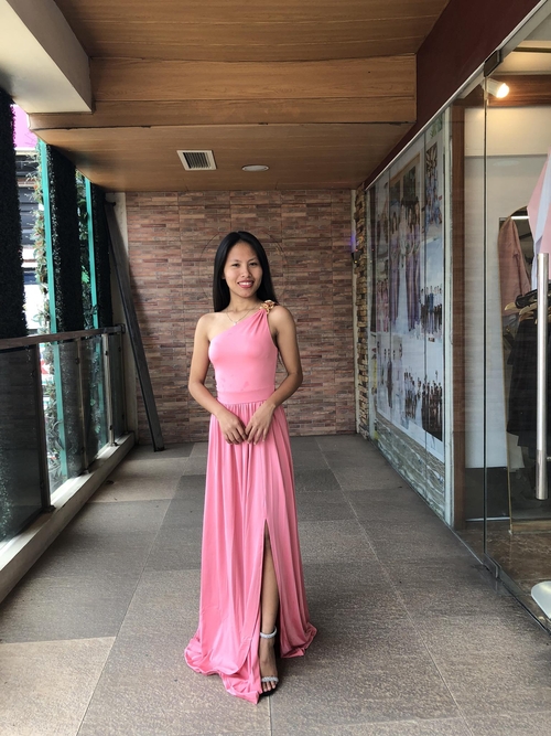 Pink One Shoulder Bridesmaids Long Gown