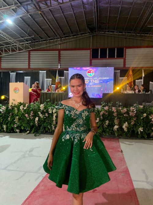 Emerald Green Umbrella Cut Cocktail  Gown