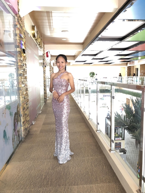 One Shoulder Pink Silver Ombre Sexy Long Gown