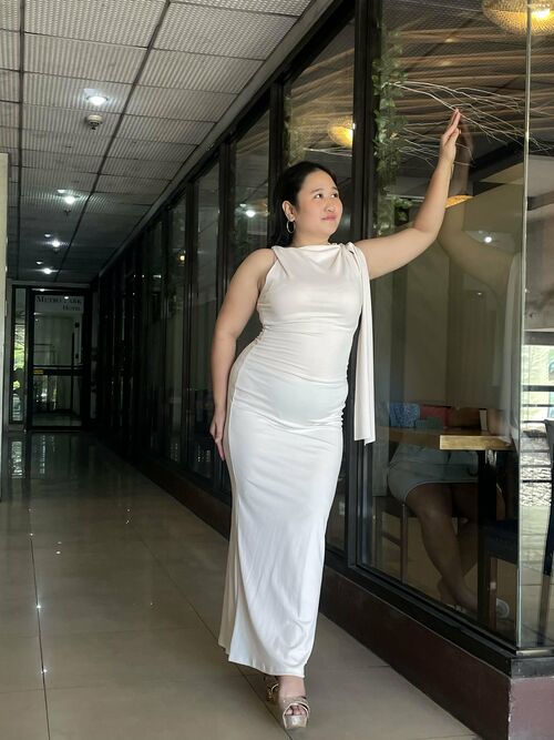 Off White One Shoulder Bodycon Dress