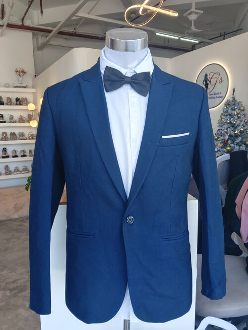 Navy Blue with White Pocket Suit Set