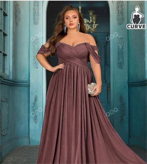 Plus Size Sweetheart Collar Crossed Chiffon Bridesmaid Gown
