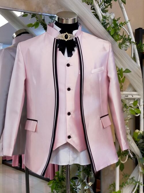 Pink Satin with Black Lining Suit Set