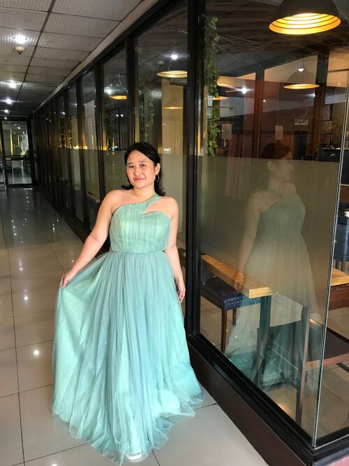 Tulle Sage Green Venus Strap Bridesmaid Dress (#5)