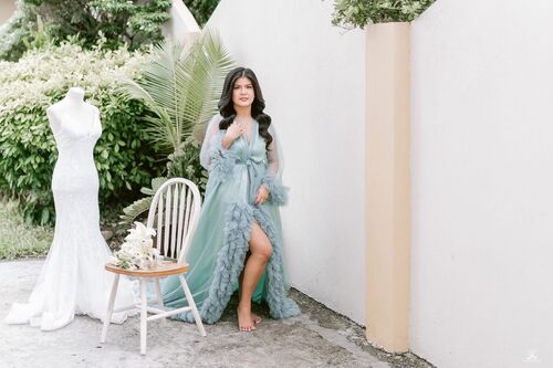 Premium Sage Green Built In Inner Bridal Robe