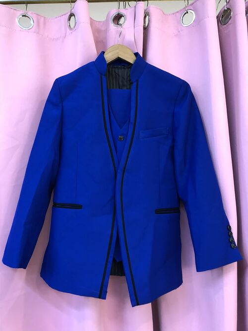 Royal Blue Modern Mandarin Tuxedo