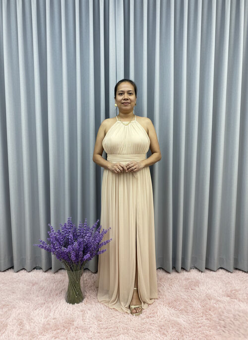 Halter Nude Bridesmaid Gown
