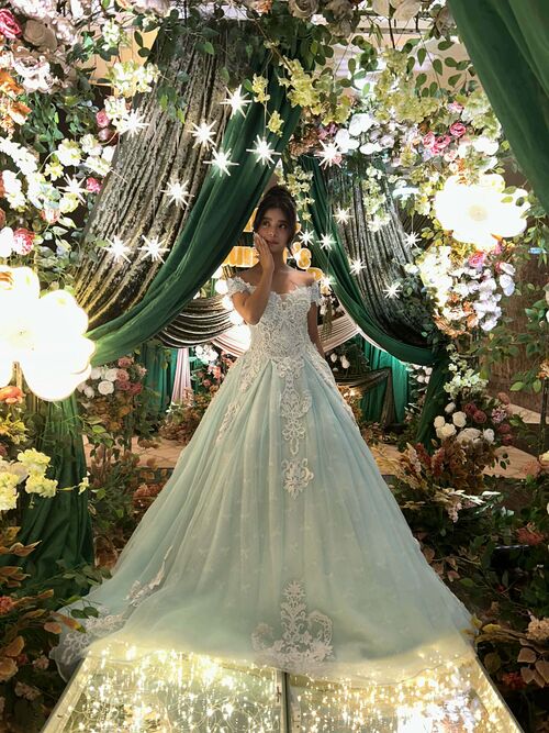 Baby Blue Offshoulder Ball Gown