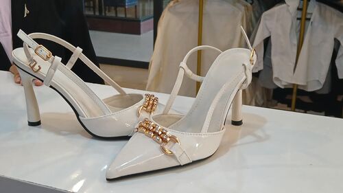 Shiny White Stilleto Heels