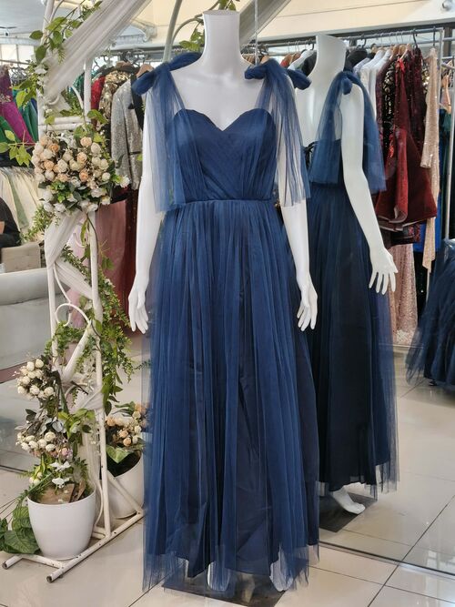 Navy Blue Tulle Bridesmaid Gown (Design 9)