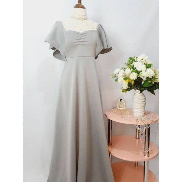 Plus Size Gray Offshoulder Mother Gown