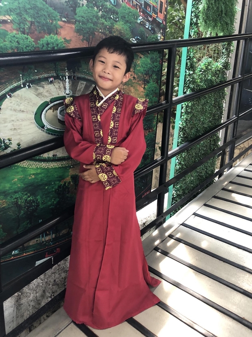 Red Boy Tang Suit Hanfu Chinese Costume 