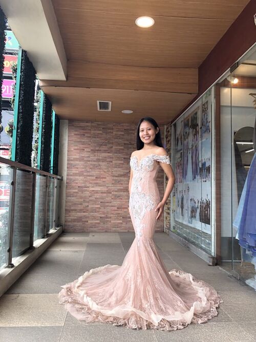 Blush Pink Mermaid Glittery Pageant Gown