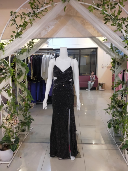 Black Sexy Backless Sequin Dress