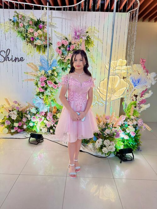 Pink Glittery Umbrella Cocktail Dress