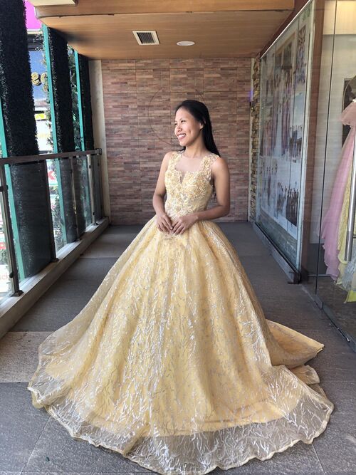 Yellow Gold Embroidered Ball Gown