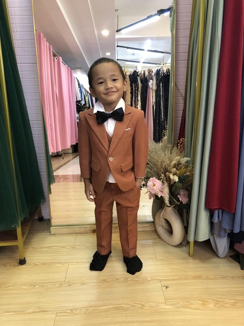 Burnt Orange Kids Suit with Vest 