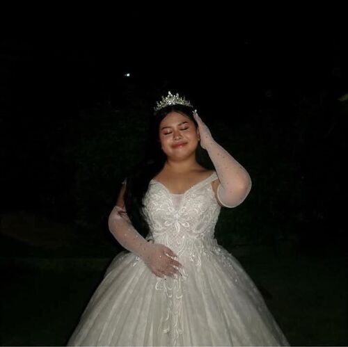 (3) Sexy Offshoulder Semi-Long Back White Wedding Gown