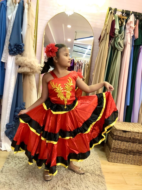 UNO Costume Red Spanish Flamingo Dress for Kids