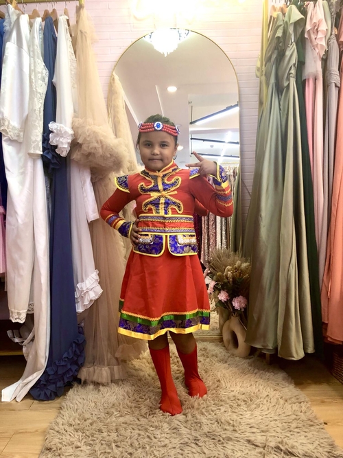 UNO Red Mongolian Costume For Girls
