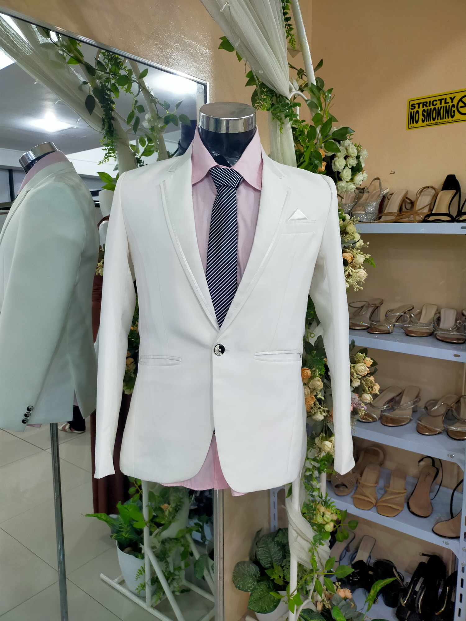 Off-White/ White Ribbon Pocket- E Suit Tuxedo Set