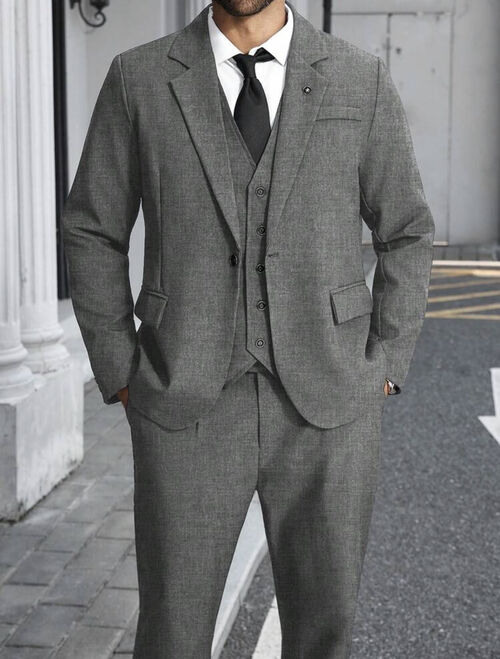 Plus Size Manfinity Dark Gray Suit Set with Vest