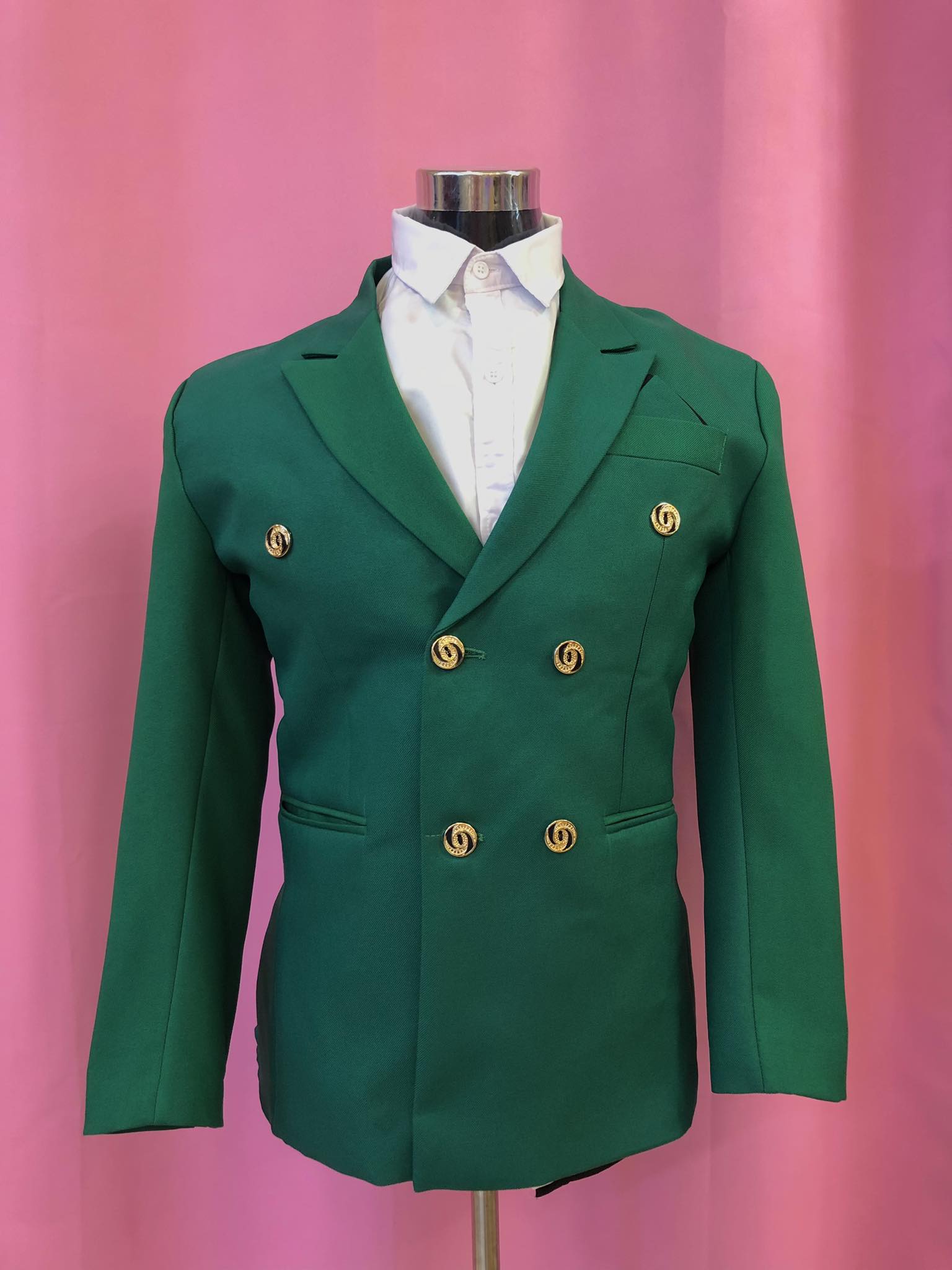 Dark Green 6 buttons Plain Line Pocket Men Tuxedo Suit