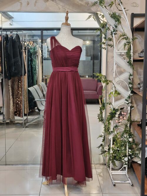 Maroon Tulle Bridesmaid Gown ( #7)