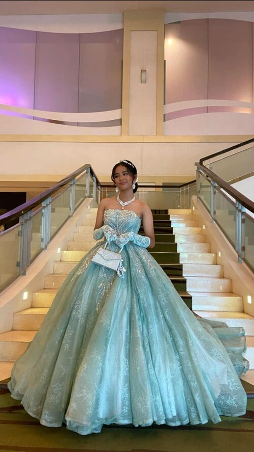 Sage Green Tube Ball Gown