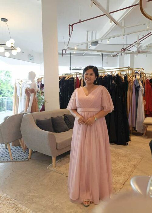 Old Rose Tulle Bridesmaid Gown ( #8 )