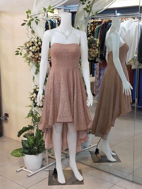 Baby Pink Tube Long Back Cocktail Dress