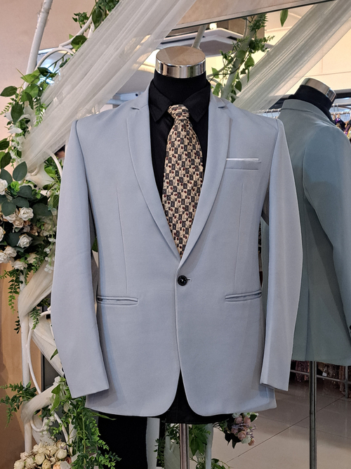 Sage Green White Line Pocket Tuxedo Suit