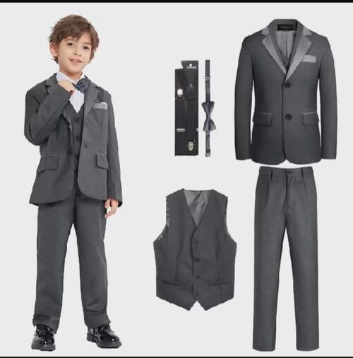 Ring Bearer Dark Gray Tuxedo Suit With Vest FOR KIDS