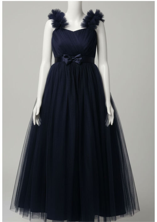 Navy Blue Flower Girl Tulle Dress