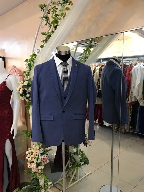 Plus Size Dusty Blue With Vest Tuxedo Groomsman Suit