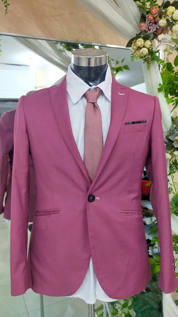PLUS SIZE Old Rose Mengshalouman One Button Tuxedo Suit