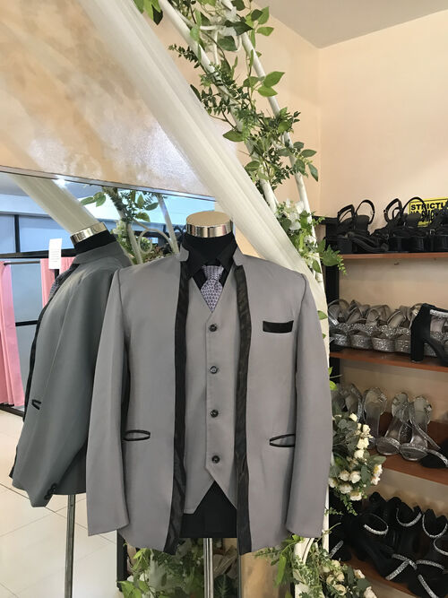 Gray Black Coat Tuxedo Suit American With Vest Set