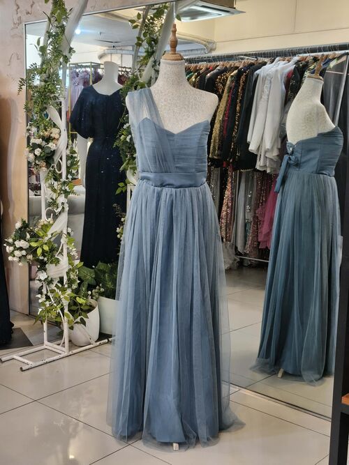 Light Dusty Blue Tulle Bridesmaid Dress #7