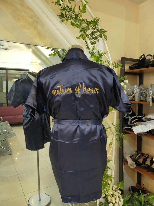 Navy Blue Satin Robe - MATRON OF HONOR