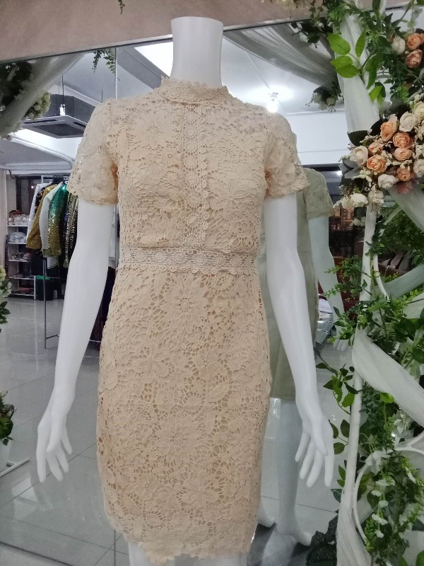 Cream Lace Cocktail Mother Dress