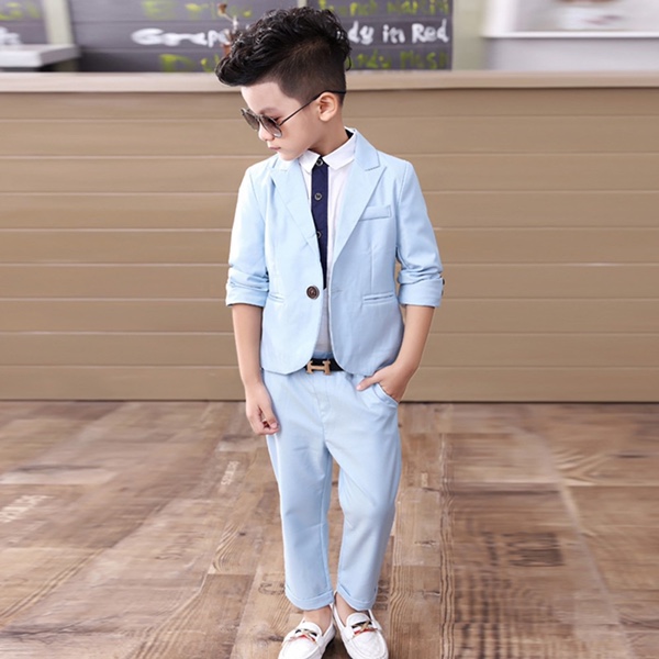 Powder Blue Kids Tuxedo Suit Set Kids